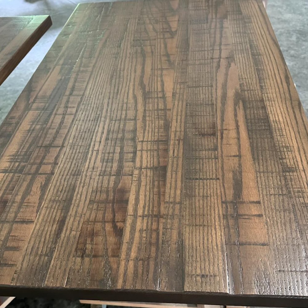 Rustic Saw Cut Oak Restaurant Table Tops Fully Custom