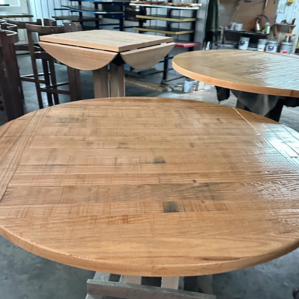 Drop Leaf Flip Top Rustic Saw Cut Oak Restaurant Table Tops Fully Custom