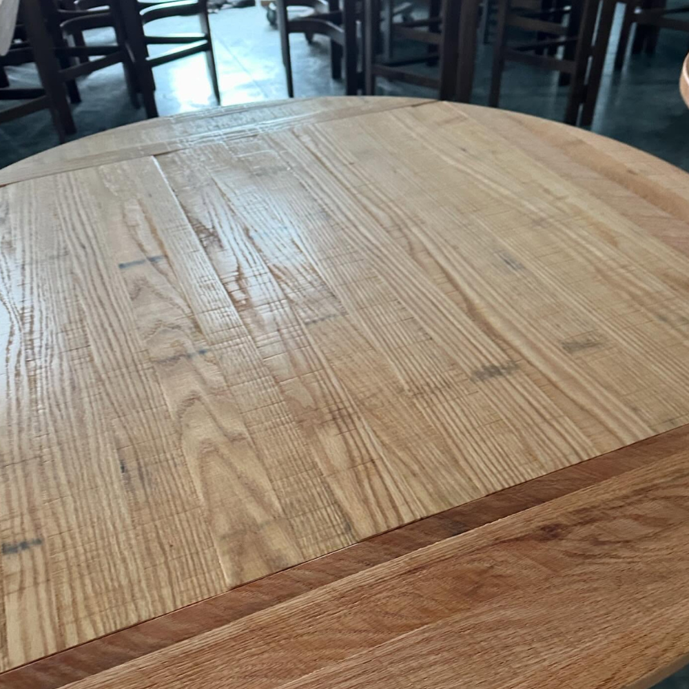 Drop Leaf Flip Top Rustic Saw Cut Oak Restaurant Table Tops Fully Custom