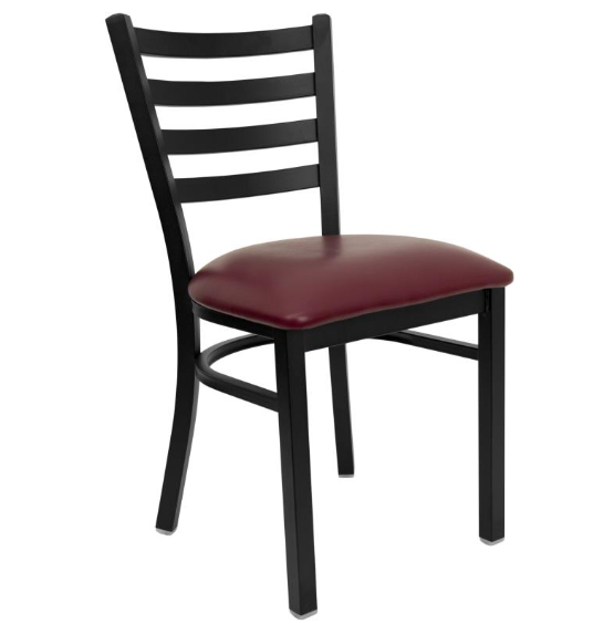 Bettina Dark Iron Metal Side Chair Upholstered Black Vinyl Seat