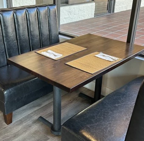 Pre Finished Solid Butcher Block Beech Wood Restaurant Table Tops Walnut Finish