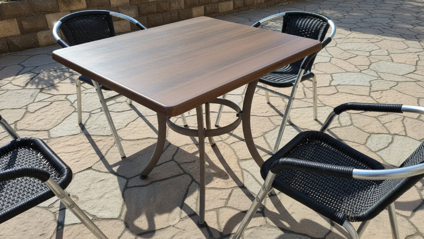 Brown Wood Grain Ceramic Finish Restaurant Table Top Outdoor-Indoor