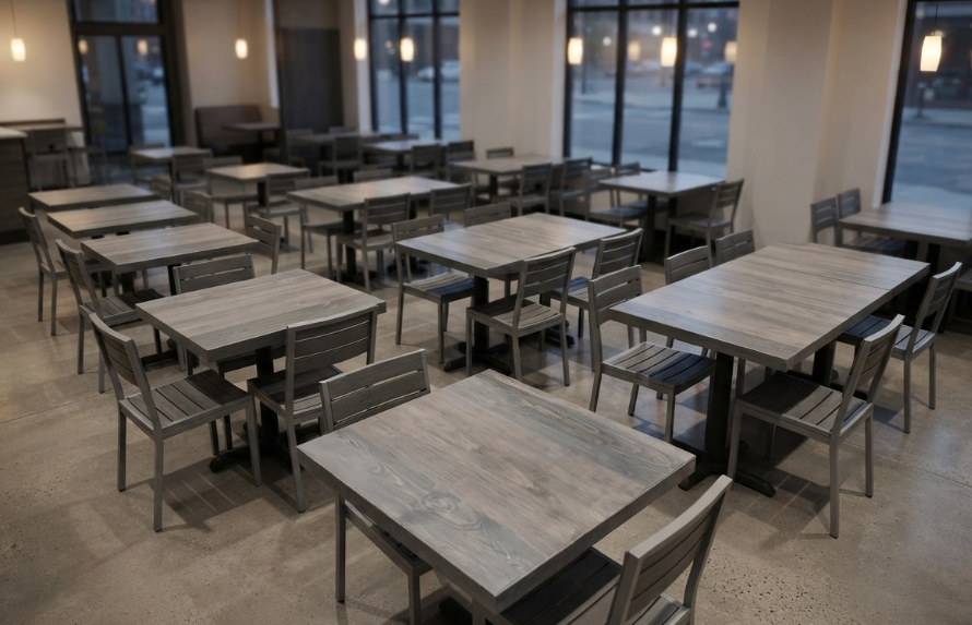 Gray Wash Solid Maple Restaurant Table Tops