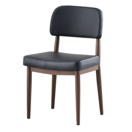 Sedia Velata Black Upholstered Seat And Back With Walnut Finish Steel Frame