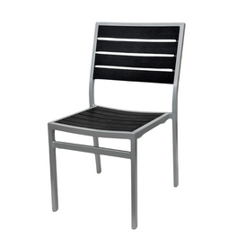 Black Synthetic Wood Side Chair Silver Aluminum Frame