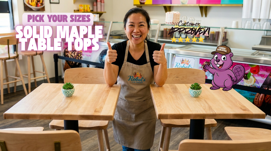 Clean Strip Plank Classic Maple Restaurant Table Top Custom Sizes