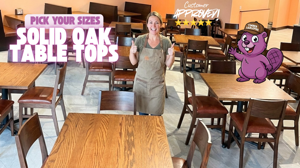Classic Regular Oak Restaurant Table Tops Plank Style Custom Size
