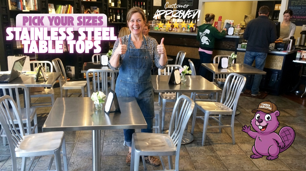 Industrial Wrapped Stainless Steel MDF Indoor Restaurant Table Tops