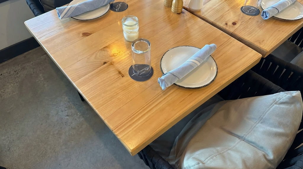 Midwest Pine Restaurant Table Tops Custom Size and Color