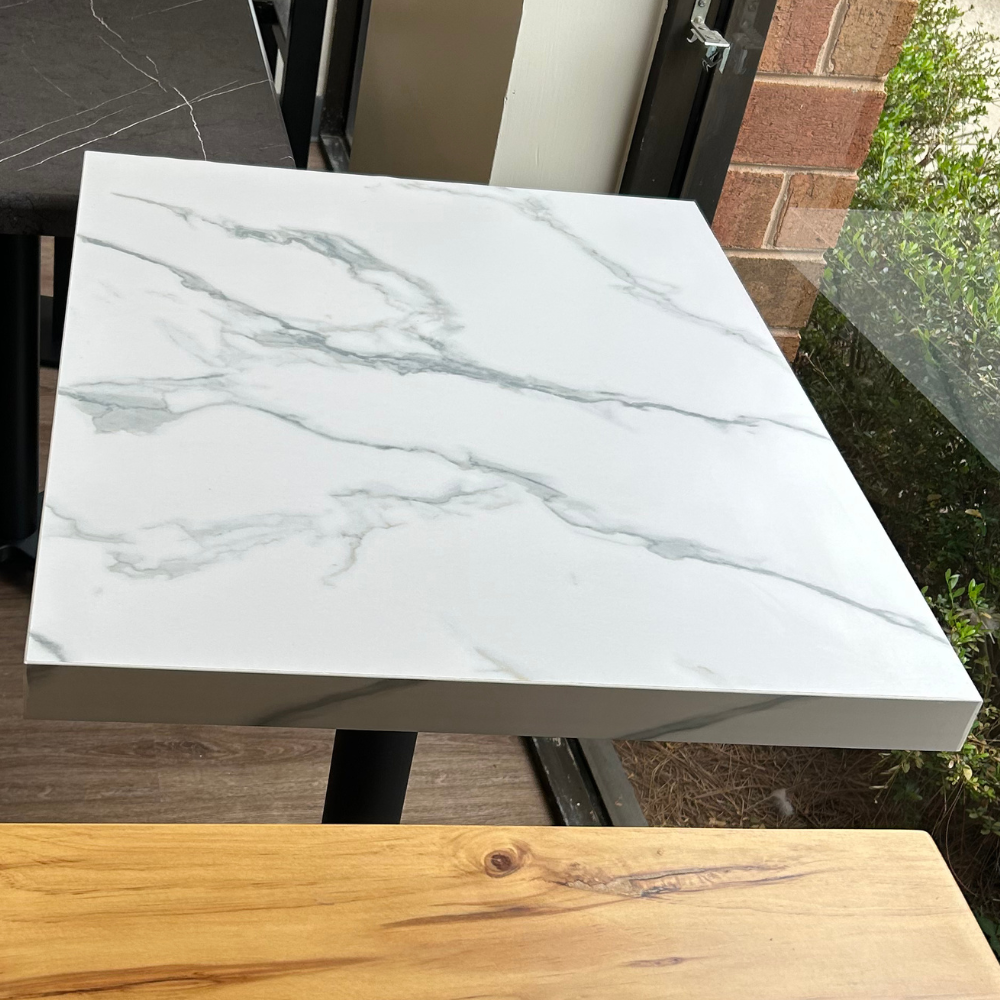 White Sienna Stone Melamine Restaurant Table Tops
