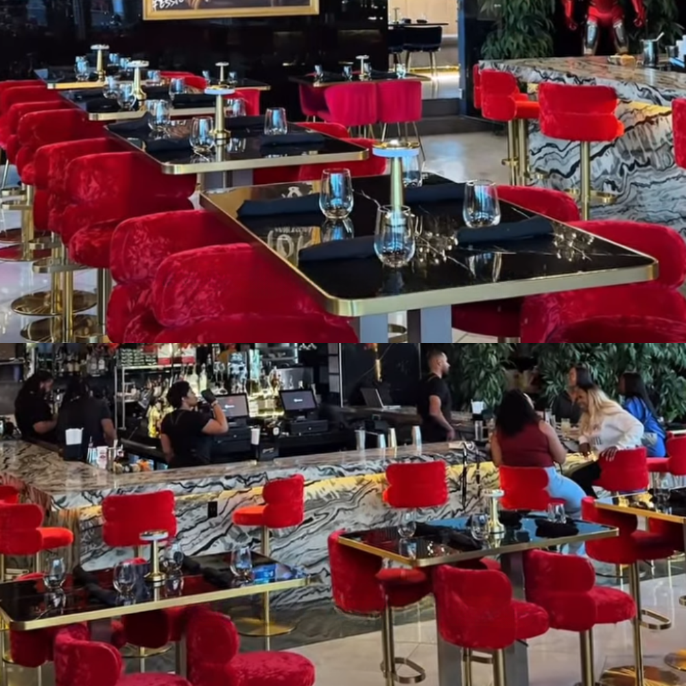 Luxury Black Marble Sintered Stone Restaurant Table Gold Edge Trim