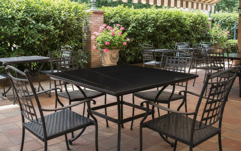 Midnight Marvel Faux Stone Outdoor Restaurant Patio Table