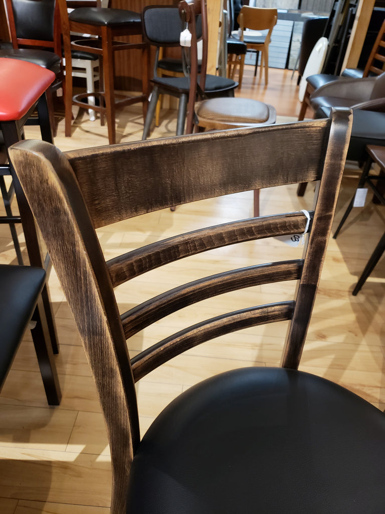 Distressed Black Walnut Finish Wood Restaurant Chairs