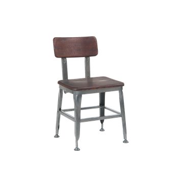 Bulldozer Industrial Steel Chair Wood Seat and Back