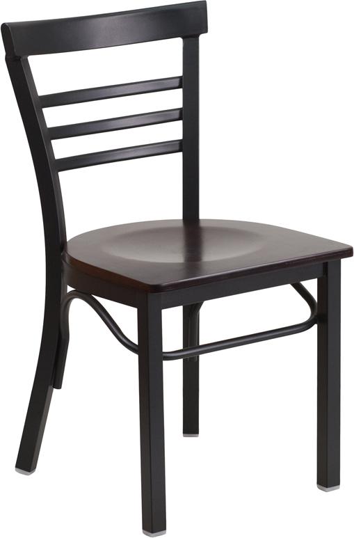 Adelina Black Metal Cafe Chair Dark Wood Seat