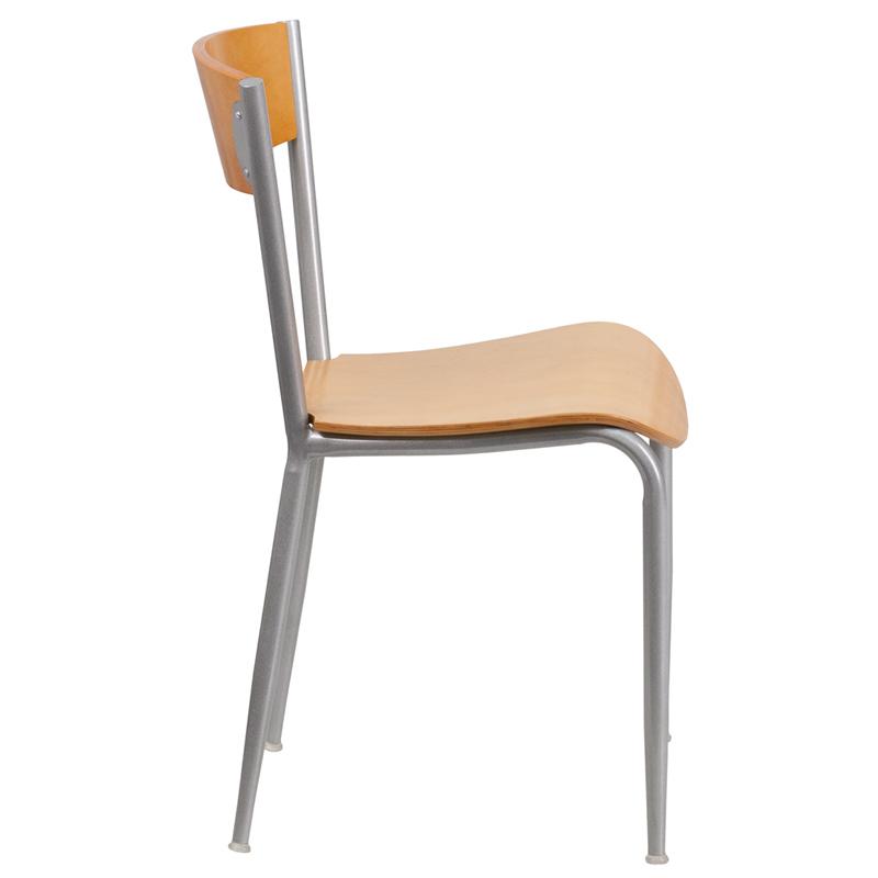 Adona Modern Industrial Metal Side Chair Wood Seat Back