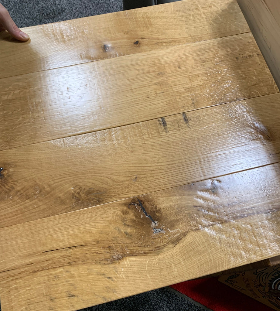 Aged Resilient White Oak Table Tops Plank Style With Closed Knots