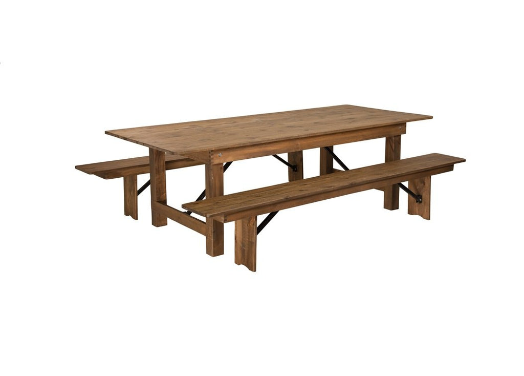 Barn Wood Brewery Tasting Table With Bench Seats Commercial Grade 40x96