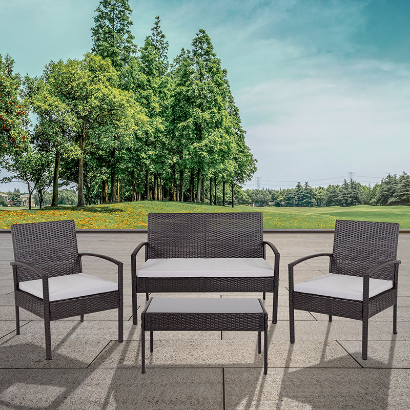 Belleair 4 Piece Black Patio Set with Steel Frame and Gray Cushions