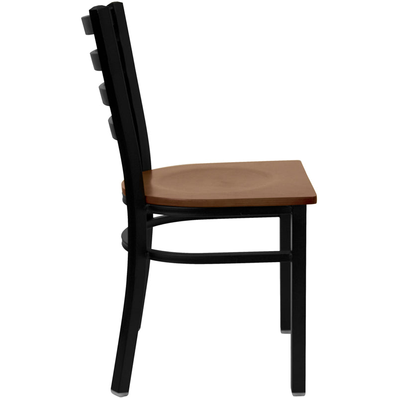 Bettina Dark Iron Metal Side Chair Cherry Wood Seat