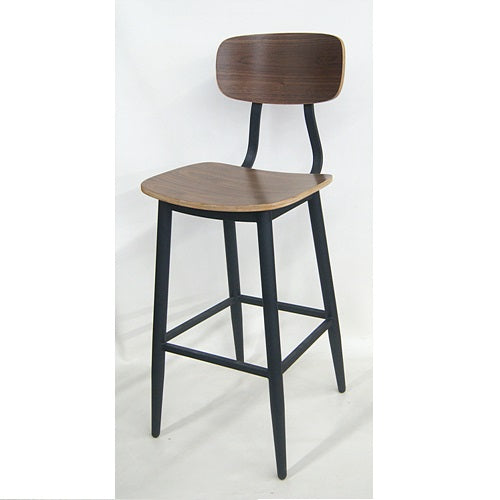 Chiara Industrial Medium Walnut Finish Metal Side Chair Wood Seat Back