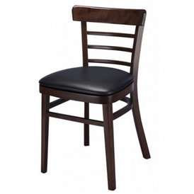 Class Bistro Chair Solid Wood Walnut Finish Black Upholstered Seat