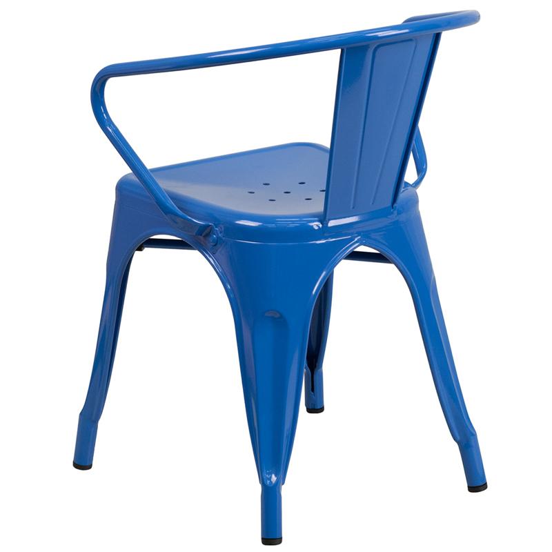Cobalt Blue Galvanized Tolix Arm Chair In-Outdoor