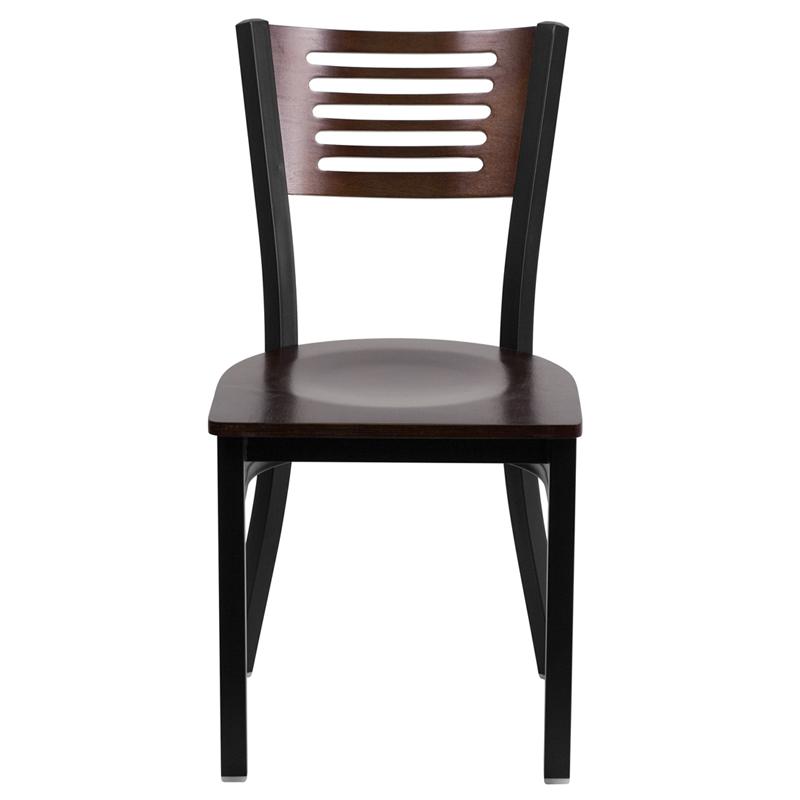Concetta Crescent Back Walnut Wood Seat Dark Iron Metal Side Chair