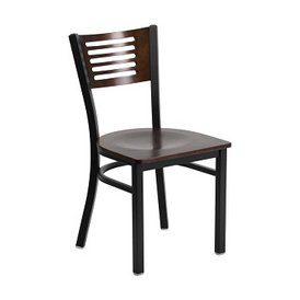 Concetta Crescent Back Walnut Wood Seat Dark Iron Metal Side Chair