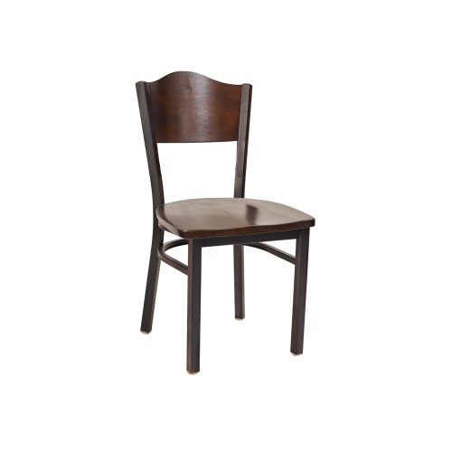 Crest Back Chair Walnut Finish Wood Seat Back Black Chair