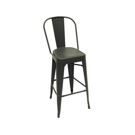 Dark Iron Matte Finish High Back Tolix Bar Stool