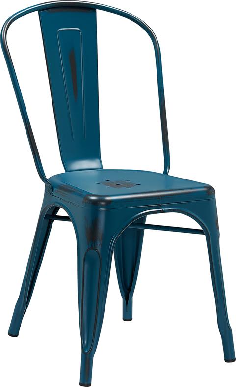 Dark Marlin Blue Weathered Tolix Chair