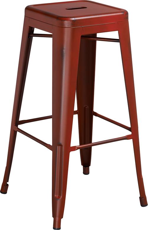 Tractor Red Weathered Tolix Bar Stool