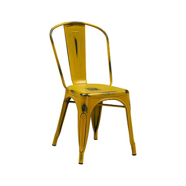 Butter Yellow Weathered Tolix Chair