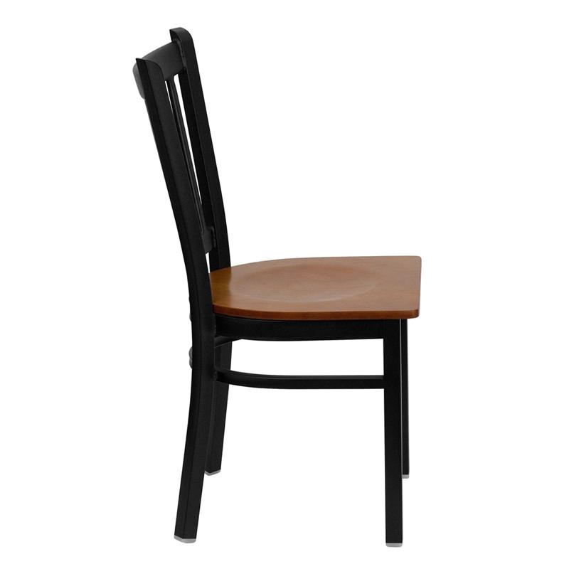 Ernesta Dark Iron Metal Side Chair Cherry Wood Seat