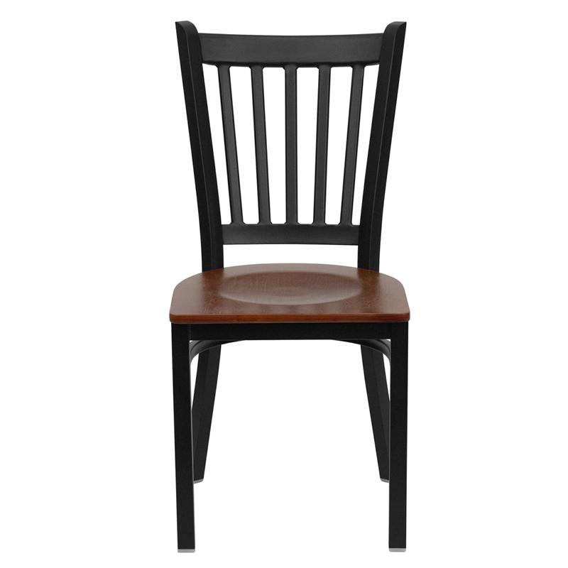 Ernesta Dark Iron Metal Side Chair Cherry Wood Seat