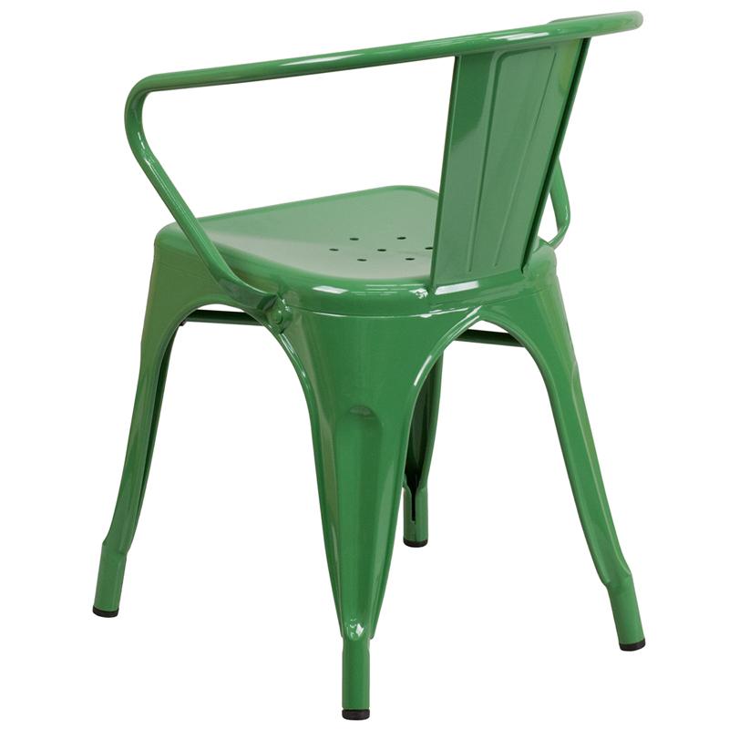 Fern Green Galvanized Tolix Arm Chair In-Outdoor