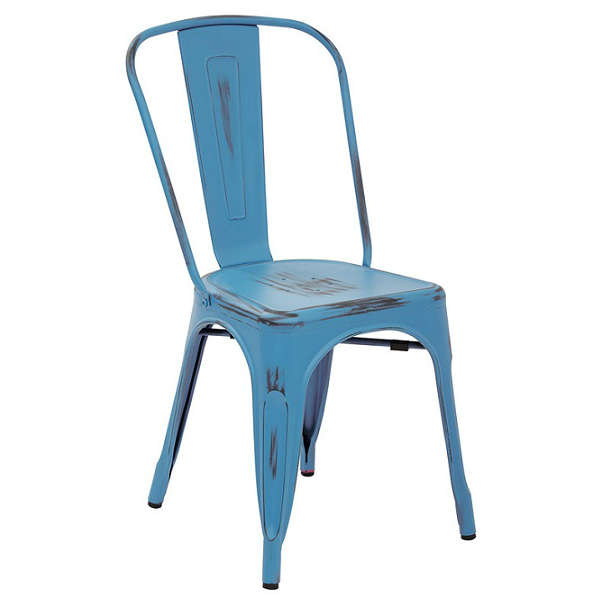 French Blue Antique Weathered Finish Tolix Chair