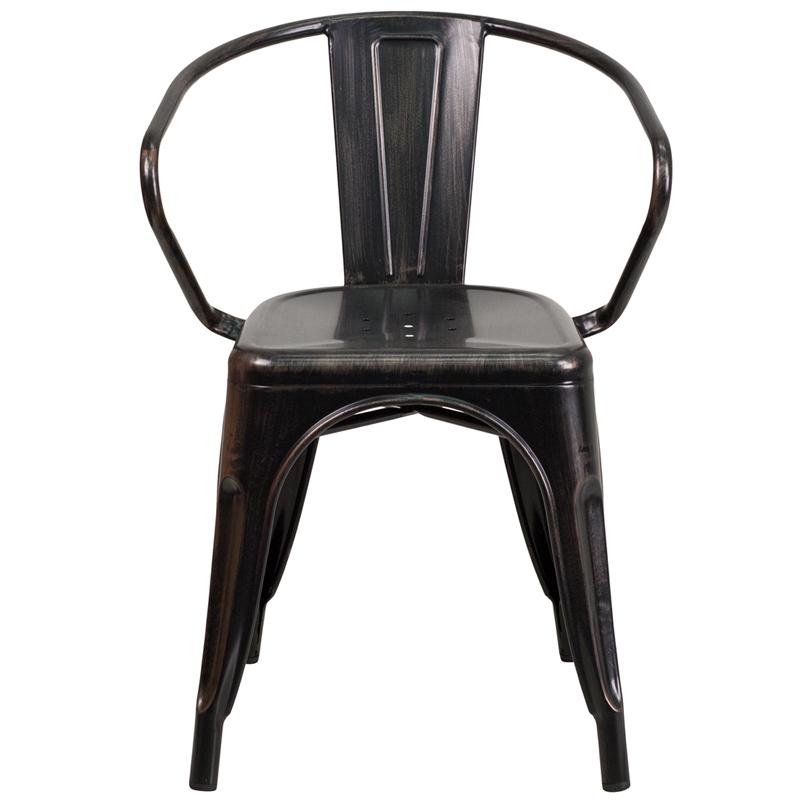 Galvanized Antique Black Copper Tolix Arm Chair In-Outdoor