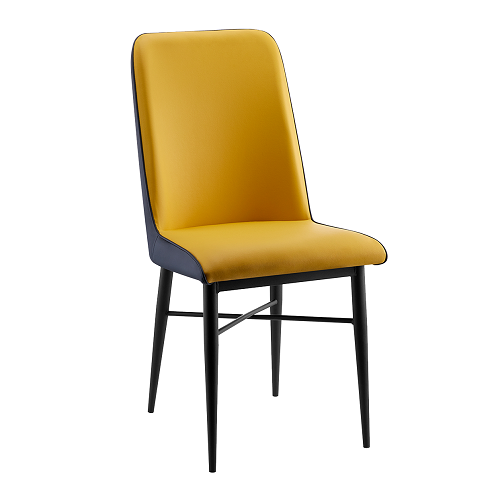 Giallo Sedia Yellow Dining Chair Fully Upholstered Frame Black Legs