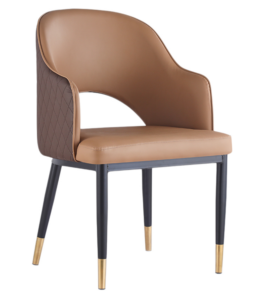 Giulia Fully Upholstered Leatherette Brown Restaurant Dining Chair