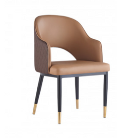 Giulia Fully Upholstered Leatherette Brown Restaurant Dining Chair