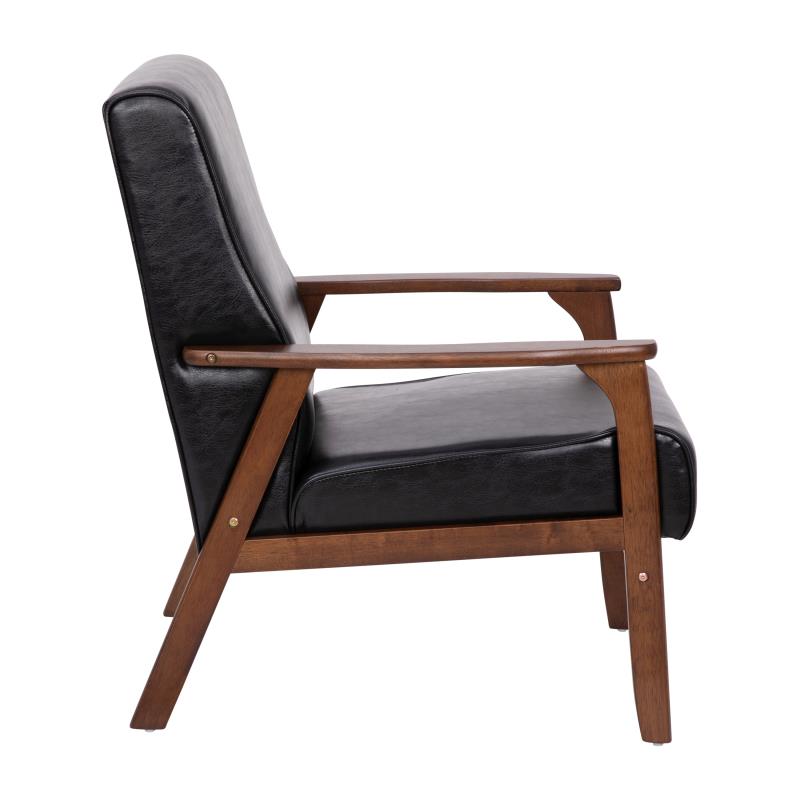 Giuseppe Retro Hotel Chair Black Leatherette Walnut Finished Wooden Frame