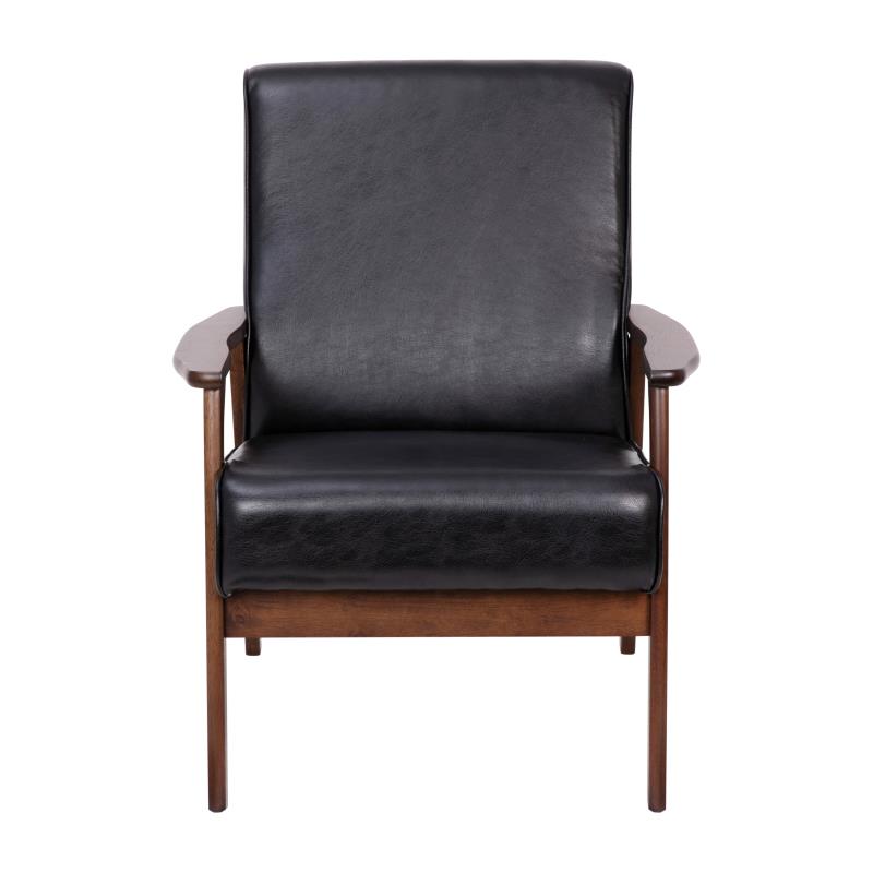Giuseppe Retro Hotel Chair Black Leatherette Walnut Finished Wooden Frame
