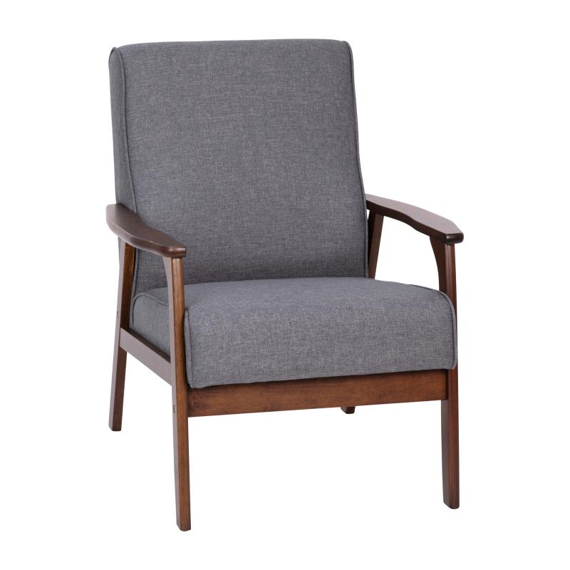 Giuseppe Retro Hotel Chair Synthetic Gray Linen Walnut Finished Wooden Frame