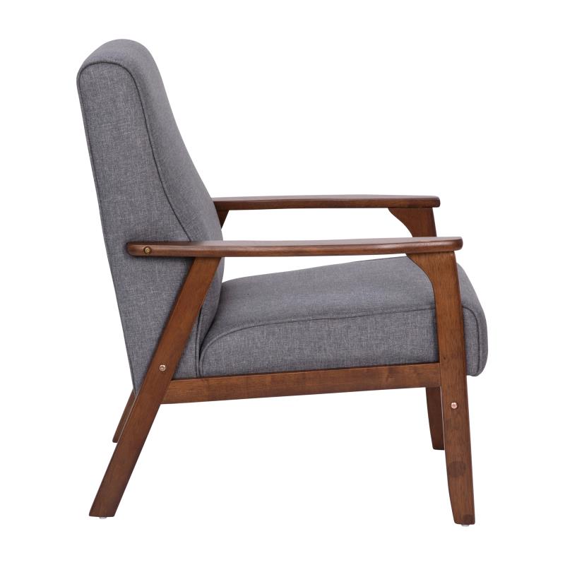 Giuseppe Retro Hotel Chair Synthetic Gray Linen Walnut Finished Wooden Frame