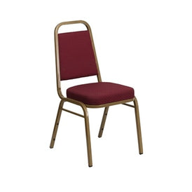 TBD 1008 Club Series Trapezoidal Back Stacking Banquet Chair with Burgundy Patterned Fabric and 2.5'' Thick Seat - Gold Frame