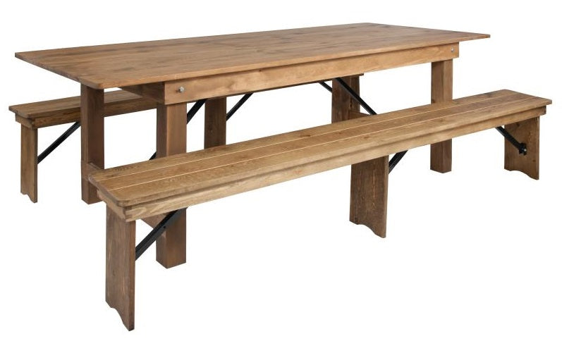 Heirloom Countrified Finish Country Farm Table With 2 Benches Commercial Grade