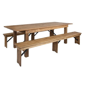 Heirloom Countrified Finish Country Farm Table With 2 Benches Commercial Grade