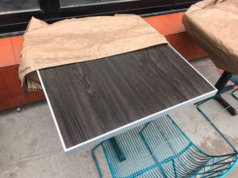 Dark Espresso Patio Table With Aluminum Edge